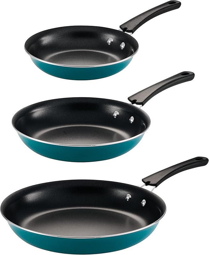 Tramontina Porcelain Enamel Non Stick 3-Pack Frying Pans, Skillet Set with Reinforced Nonstick Coating, Dishwasher and Oven Safe (Teal) - Image 3