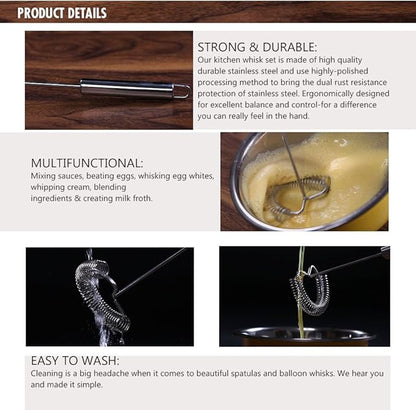 Whisk,Spiral Whisks Egg Beater for Blending Mixing Stirring, Non-Stick Stainless Steel Whisk,11.2 inch - Image 3