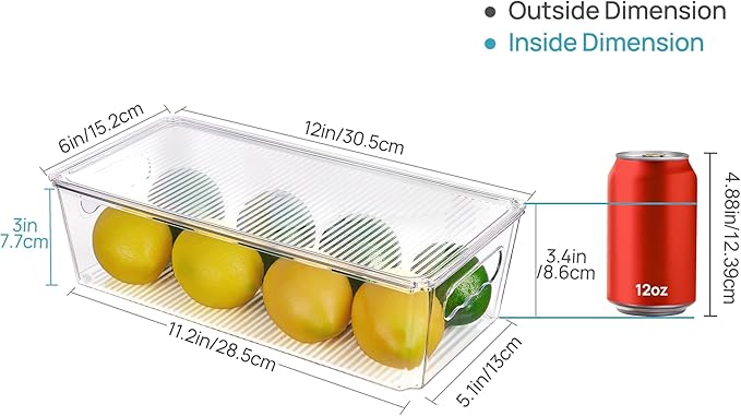 Vtopmart 12pcs Clear Organizers and Storage Bins with Lids, Stackable Plastic Storage Containers with Handles for Fridge, Freezer, Pantry, Cabinet, Kitchen Organization - Image 2
