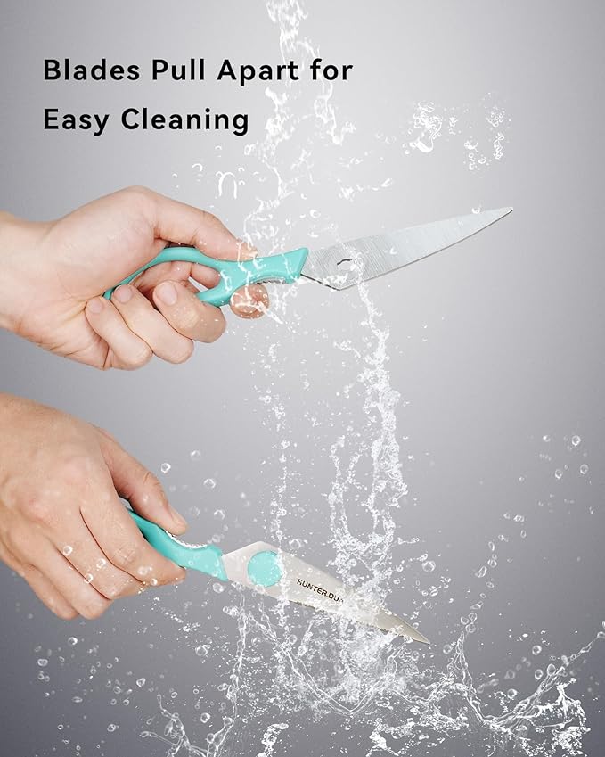 Kitchen Scissors for Food, HUNTER.DUAL Heavy Duty Come Apart Poultry Shears for Cooking, All Purpose for Cutting Chicken, Meat, Fish & Vegetables (Auqa, 8.35 Inch) - Image 4