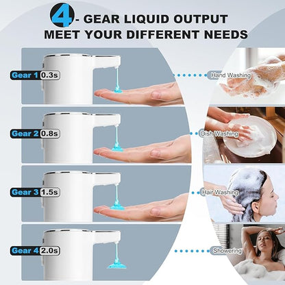 Automatic Soap Dispenser Liquid Touchless: 13.52oz/400ml Wall Mounted USB Rechargeable - 4-Level Adjustable Modern Electric Hand Soap Dispenser - Kitchen Bathroom Kids Family White - Image 4