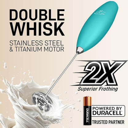 Zulay Kitchen Whisk Milk Frother with 4 Duracell Batteries - Powerful Handheld Foam Maker for Coffee, Lattes, Matcha, Hot Chocolate & Cappuccinos - Whip Creamy Froth in Seconds - Image 4