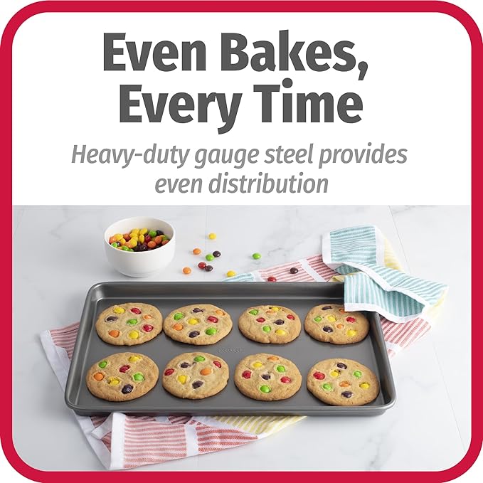 GoodCook Everyday Nonstick Baking Sheet Set, 3 Pack Includes Small (13×9) Medium (15×1) and Large (17×11) Pans Carbon Steel Construction Cookie Sheets Bakeware Set, Gray - Image 4