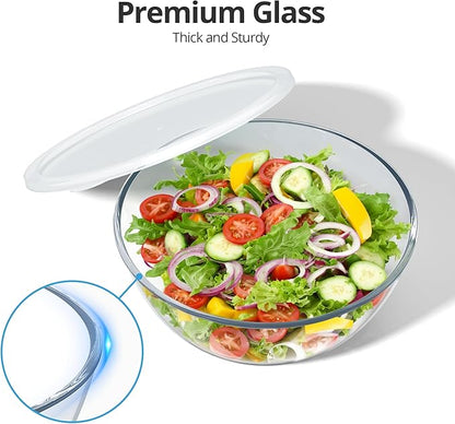 4.7 Qt Extra Large Glass Mixing Bowls Clear Glass Salad Cooking Bowls for Kitchen Salad Bread Storage - Image 3