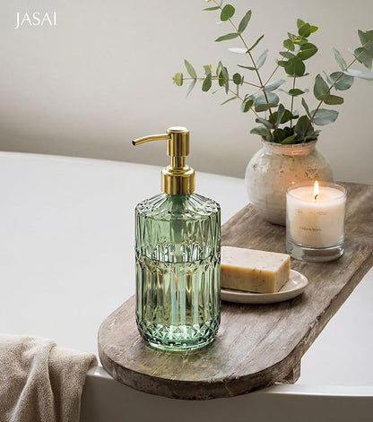JASAI 2Pack 18Oz Green Glass Soap Dispenser with Gold Rust Proof Pump, Refillable Dish Soap Dispenser for Kitchen, Bathroom Soap Dispenser for Hand soap, Lotion, Body Wash, Dish Soap. - Image 7