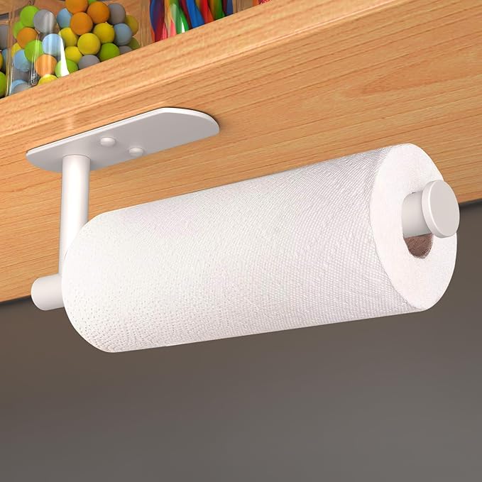 VAEHOLD Adhesive Paper Towel Holder Under Cabinet Wall Mount for Kitchen Paper Towel, Paper Towel Roll Holder Stick to Wall, Stainless Steel - Brown - Image 2