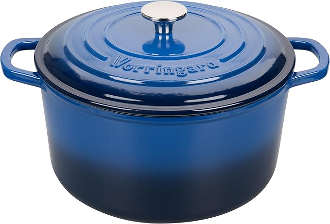 VORRINGARD Enameled Cast Iron Dutch Oven Pot with Lid, for Sourdough Bread Baking, Round Dutch Ovens, 6 Quart, Blue by Unknown