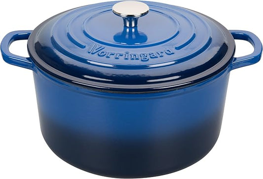 VORRINGARD Enameled Cast Iron Dutch Oven Pot with Lid, for Sourdough Bread Baking, Round Dutch Ovens, 4.5 Quart, Blue by Unknown