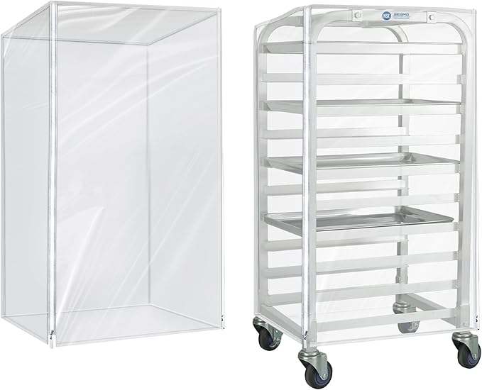 BIEAMA Bun Rack Cover – 10 Tier Half Size Commercial Bakers Racks Speed Pan Rack Cover PVC with 2 Sided Zippers, Clear 18.5" L x 16" W x 32.5" H by BIEAMA