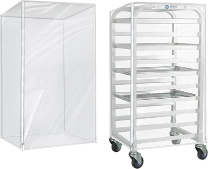 BIEAMA Bun Rack Cover – 10 Tier Half Size Commercial Bakers Racks Speed Pan Rack Cover PVC with 2 Sided Zippers, Clear 18.5" L x 16" W x 32.5" H by BIEAMA