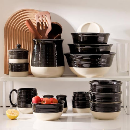 HASENSE Ceramic Soup Bowls and Cereal Bowls, 20 OZ Bowls for Kitchen Set of 6, Stackable Bowls Set for Ramem, Salad, Oatmeal, Rice, Snack, Dishwasher Microwave Safe, Black - Image 6