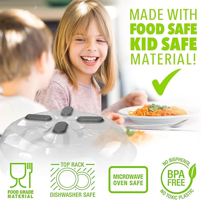 HOVER COVER Magnetic Splatter Cover, 12-Inch Clear BPA-Free Food Lid, Vented Plate Guard with Steam Vents, Anti-Splash Microwave Lid, Dishwasher Safe, Space-Saving Magnetic Storage - Graphite - Image 7