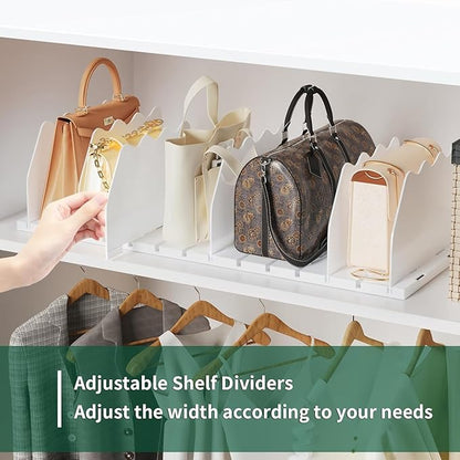 SPACEKEEPER Shelf Divider for Closet, 2 Pack Adjustable Purse Organizers Handbag Separators Storage Organizer Bookshelf Separator Dividers in Bedroom Office Kitchen Bathroom, White - Image 4