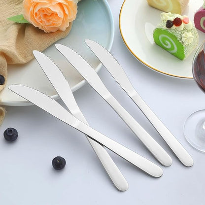 12 Pieces Butter Knives Set - 9 Inches Butter Knife, Food Grade Stainless Steel Dinner Knives Set, Mirror Polished Knife Silverware for Home, Restaurant, Kitchen, Dishwasher Safe