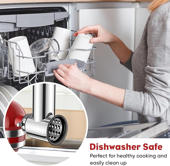 Stainless Steel Slicer Shredder Attachment for KitchenAid Stand Mixer, Cheese Grater Attachment for KitchenAid, Salad Maker, Grinding Powder, Dishwasher Safe with 4 Blades by InnoMoon - Image 7