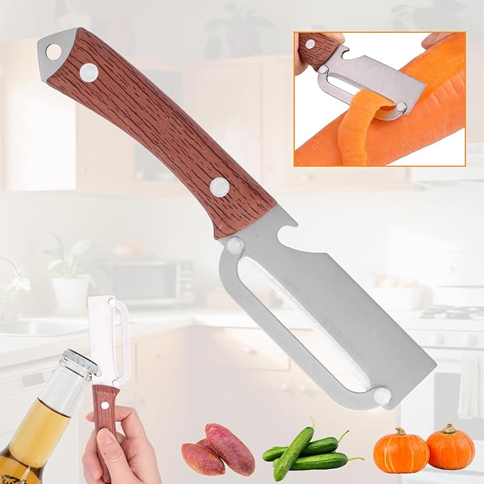 1pcs Multi-Functional Vegetable Peeler with Ergonomic Handle, Stainless Steel Thick & Thin Skin Fruit Peeler with Bottle Opener, Not for Left-Handed Users, Practical Kitchen Tool for Apple Potato - Image 3