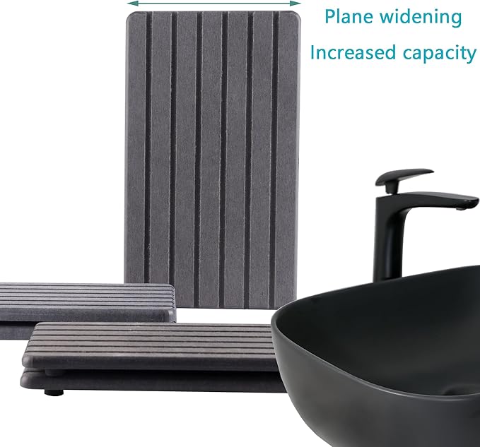NiuYichee 2 PCS Water Absorbent diatomite Coasters, 9.5" x 5.5" Water Absorbing Stone Tray for Sink, Stone Drying mat for Kitchen Counter, Stone soap Tray Used for Hand Soaps & toiletries & Plants - Image 7