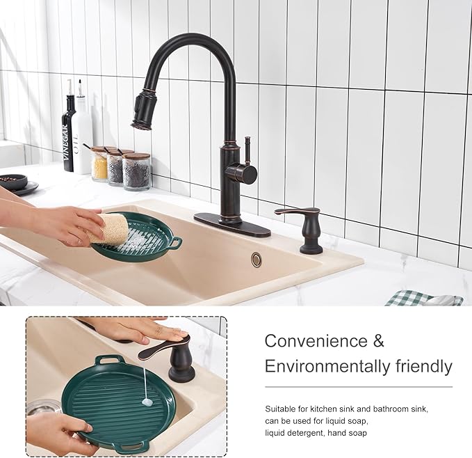 GAGALIFE Kitchen Sink Soap Dispenser Oil Rubbed Bronze, Under Sink Soap Dispenser with 40" Silicone Extension Tube Kit,Say Goodbye to Frequent Refills - Image 7