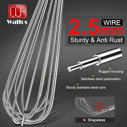 Walfos Whisk,17in Large Whisks, Heavy Duty Stainless Steel Wire Whisk Ideal For Beating Eggs, Blending Sauces, Mixing Batter. - Image 3