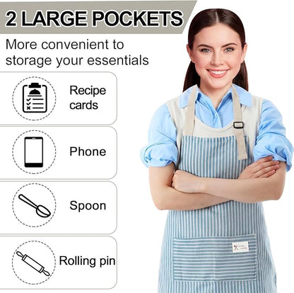 Janmercy 24 Pcs Aprons for Women Men with 2 Pockets Linen Cooking Kitchen Apron Adjustable Bib Chef Apron Bulk Aprons Unisex
