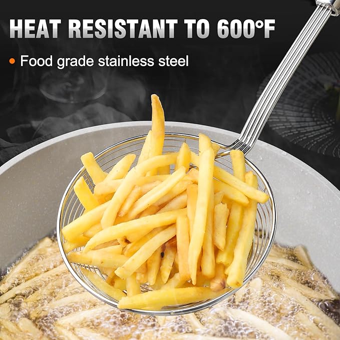 Walfos Spider Strainer - 5.5 Inch Stainless Steel Fryer Scoop, Kitchen Spider Skimmer Strainer With Handle, For Cooking Deep Fryer, Pasta, Spaghetti, Noodle, Vegetables, Egg - Image 4