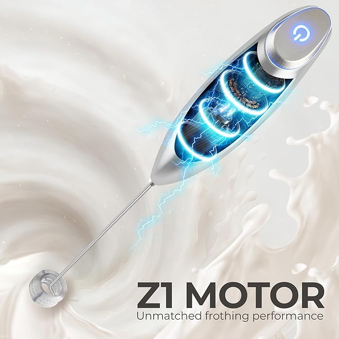 Zulay Kitchen Patented Tornado Triple Whisk Milk Frother with 4 Duracell Batteries – Handheld Foam Maker for Coffee, Lattes, Matcha & Hot Chocolate – Rich, Creamy Froth in Seconds - Bright Silver - Image 7
