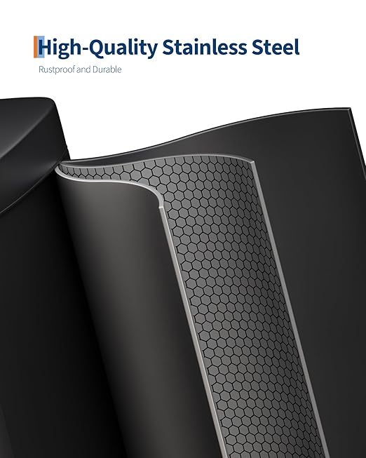 GarveeHome Stainless Steel Kitchen Trash Can, 13 Gal / 50 L Step-On Garbage Bin with Soft Close Lid, Large Rustproof Metal Trash Can for Kitchen, Black - Image 3