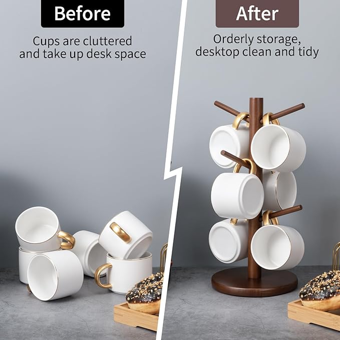 MyLifeUNIT Mug Holder Tree, Coffee Cup Holder with 6 Hooks (Brown) - Image 3