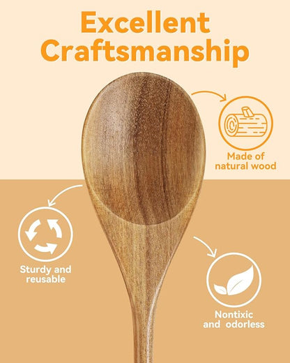 MORGLES Wooden Spoons, 12 Inches Wood Spoons for Cooking Durable Kitchen Utensils for Mixing