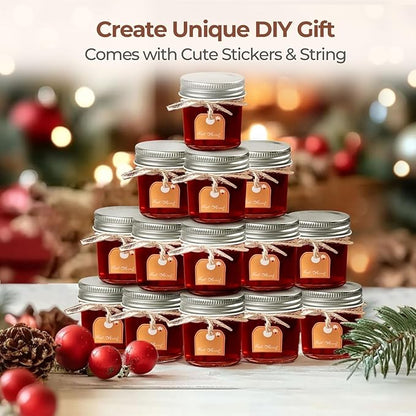 ComSaf Small Mason Jars 2 oz, 48 Pcs Mini Mason Containers, Small Canning Jars, Mini Glass Jar with Lids for Ginger Shots, Honey, Jams, Sauces, Spices, DIY Candle Decor, Dressing, Wedding Favors - Image 6