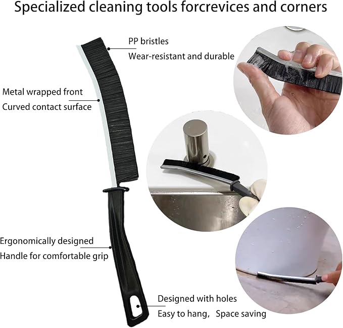 7 Pcs Multi-Purpose Crevice Cleaning Brush Tool for Stubborn Kitchen Grease Stains, Bathroom Crevices, Window Gutters, Tiles and Faucets - Image 3