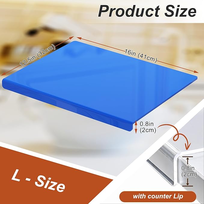 JJL Acrylic Cutting Board with Counter Lip, Anti-Slip, 16 x 12.5 Inches, Blue, Perfect for Cutting Bread, Meat, and Vegetables, Ideal Choice for Kitchen Countertop Decor
