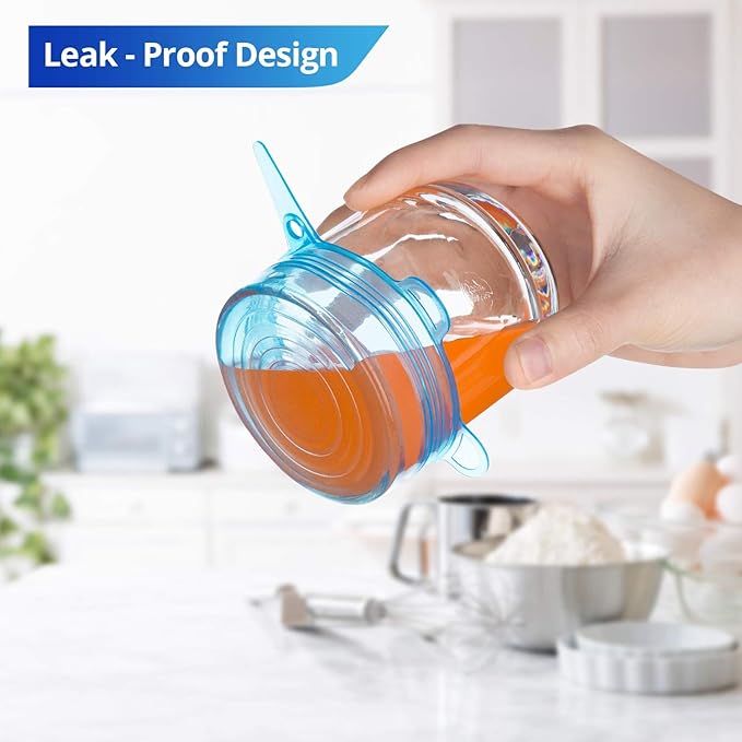 Silicone Stretch Lids, Zero Waste Reusable Silicon Container Lid Covers for Leftover Food Fruit Bowls Pots Cups Jars Dishes, 12PCS