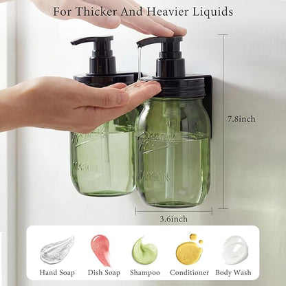 Amolliar Plastic Mason Jar Soap Dispenser with Pump Lid,16OZ Refillable Hand Soap Dispenser Set with Cute Lables - Farmhouse Decor for Kitchen Bathroom, Liquid Soap, Dish Soap, Lotion (2 Pack, Green) - Image 4