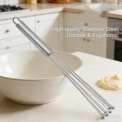 Whisk Set, Stainless Steel Ball Whisk Kitchen Tools Ideal for Cooking, Blending, Whisking, Beating & Stirring - Image 3