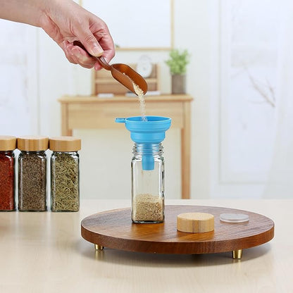 24Pcs Glass Spice Jars with Labels, 4oz Spice Containers with Bamboo Lids, Square Seasoning Containers Trial and Supplement Set for Spice Rack, Drawer, Cabinet