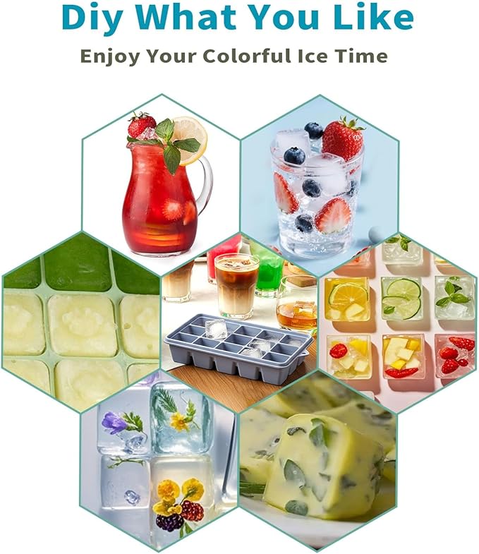Upgrade Ice Cube Tray 4 Pack with Spill Resistant Lid, Silicone Easy Release Ice Maker Molds for Freezer Stackable, for Cocktail Coffee Whiskey, Durable & BPA Free - Image 6