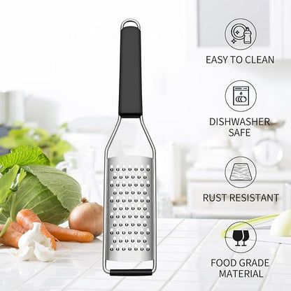 Cambom Cheese Grater Lemon Zester, Graters for Parmesan Cheese, Lemon, Citrus, Garlic, Nutmeg, Chocolate, Fruits, Vegetables, Ginger, Vegetable & Cheese Shredder with Stainless Steel Coarse Blade - Image 5