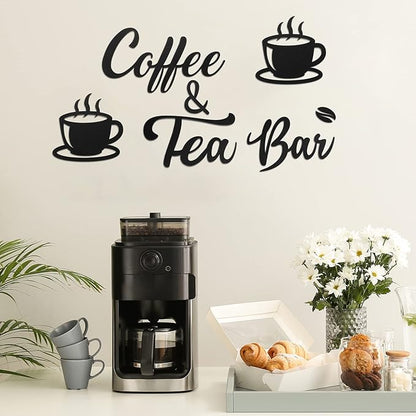 Queekay 7 Pieces Coffee Bar Sign Rustic Wall Decor Art Wooden Sign with Coffee Beans and Cups Decor for Bar Counter Home Office Kitchen - Image 3