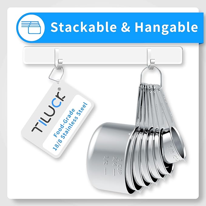 TILUCK Stainless Steel Measuring Cups & Spoons Set,Coffee Scoop Spoon,Kitchen Gadgets for Cooking & Baking,Set of - Image 4