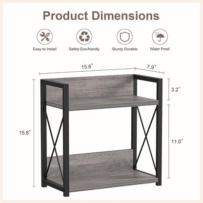 Giikin Coffee Bar Accessories, 2 Tier Spice Rack for Counter, Gray Kitchen Countertop Organizer (Grey, L) - Image 2