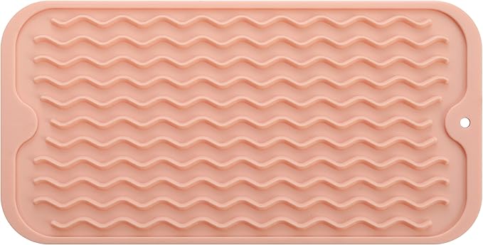 MicoYang Silicone Dish Drying Mat for Multiple Usage,Easy clean,Eco-friendly,Heat-resistant Silicone Mat for Kitchen Counter or Sink,Refrigerator or Drawer Liner Pink S 12 inches x 6 inches by MicoYang