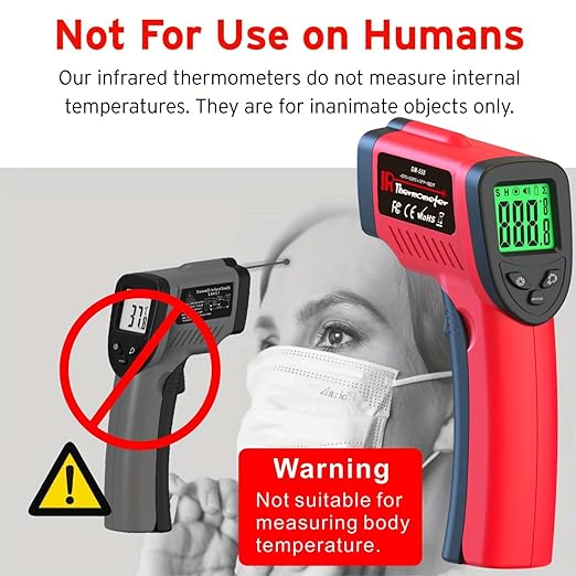 DEASOMIYE Infrared Thermometer Gun, -58℉～1022℉ Laser Thermometer Temperature Gun, Non Contact IR Temp Gun with Adjustable Emissivity for Cooking,BBQ,Fridge,Grill,Pizza Oven,HVAC,Engine(Not for Human)