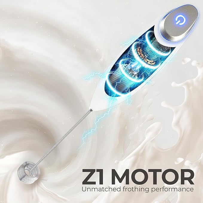Zulay Kitchen Patented Tornado Triple Whisk Milk Frother with 4 Duracell Batteries – Handheld Foam Maker for Coffee, Lattes, Matcha & Hot Chocolate – Rich, Creamy Froth in Seconds - Blizzard White - Image 7