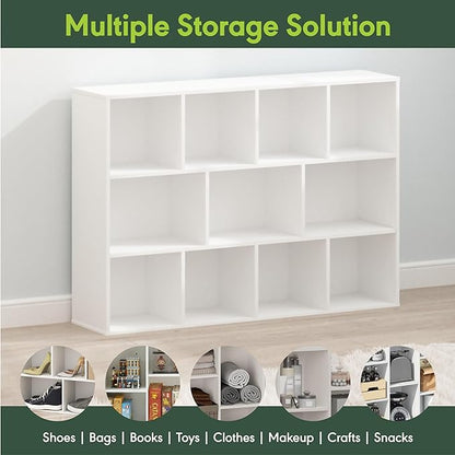 Furinno LUDER Book Shelf, 11-Cube Bookshelf, Reversible Bookcase, 9.4 x 29.1 x 41.7, Easy Assembly, for Living Room, Bedroom, Home Office, White - Image 8