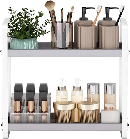 HNRLOY Bathroom Counter Organizer,Bathroom Countertop Organizer,Counter Shelf,Countertop Storage,Organization and Storage,Makeup Shelf,Sink Caddy(Grey 2 Tier) by Unknown