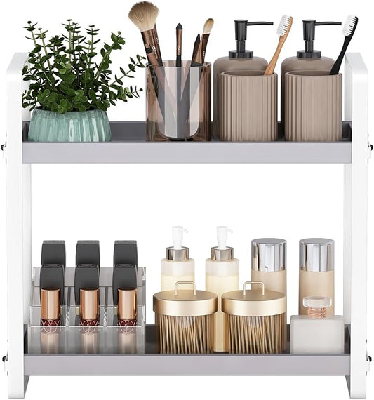 HNRLOY Bathroom Counter Organizer,Bathroom Countertop Organizer,Counter Shelf,Countertop Storage,Organization and Storage,Makeup Shelf,Sink Caddy(Grey 2 Tier) by Unknown
