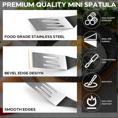 Small Spatula 4 Pieces, Mini Serving Spatula for Kitchen Use, Metal Spatula for Serving and Turning, Ideal for Pancakes, Brownies, Desserts, Cookie, Eggs or Small Pan
