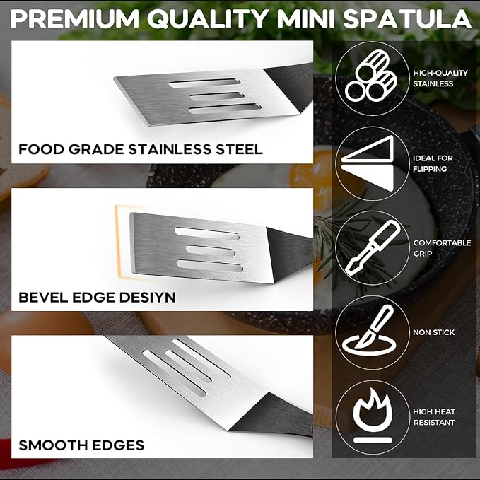 Small Spatula, Mini Serving Spatula for Kitchen Use, Metal Spatula for Serving and Turning, Ideal for Pancakes, Brownies, Desserts, Cookie, Eggs or Small Pan