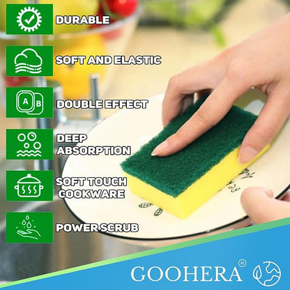 Heavy Duty Scrub Sponge for Cookware, Dual-Sided Cleaning Pot Scrubber, Odorless, Long-Lasting, Kitchen and Dishwashing Essential, Large & Thick 4 x 2.8 x 1.5 Inches, 18 Pack - Image 5